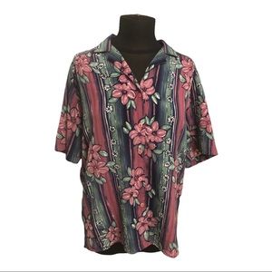 90s style flower 🌺 print button up short sleeve blouse